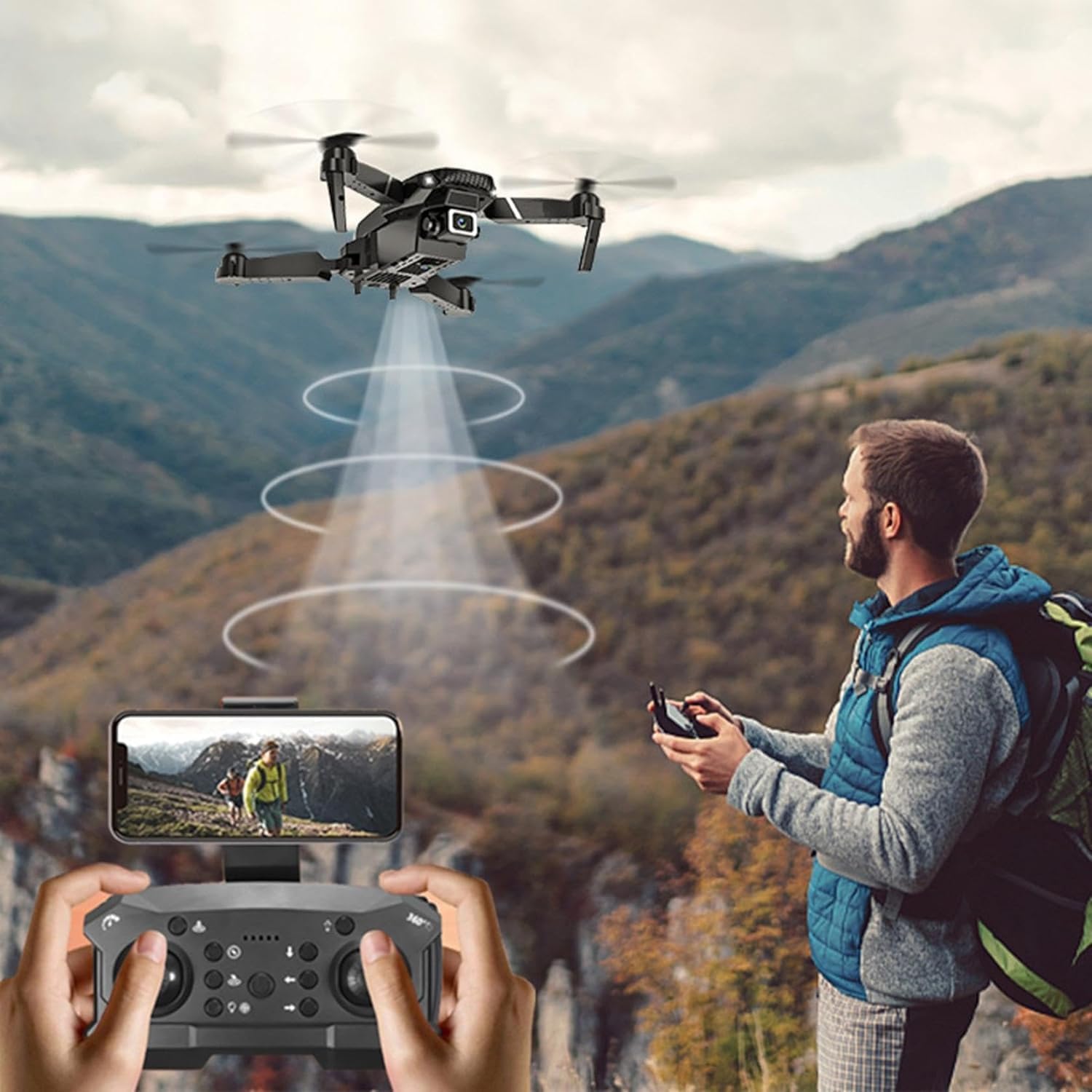 SkyMaster: Dual-Camera Foldable Drone with WiFi FPV, Wide-Angle Lens & Live Video Streaming