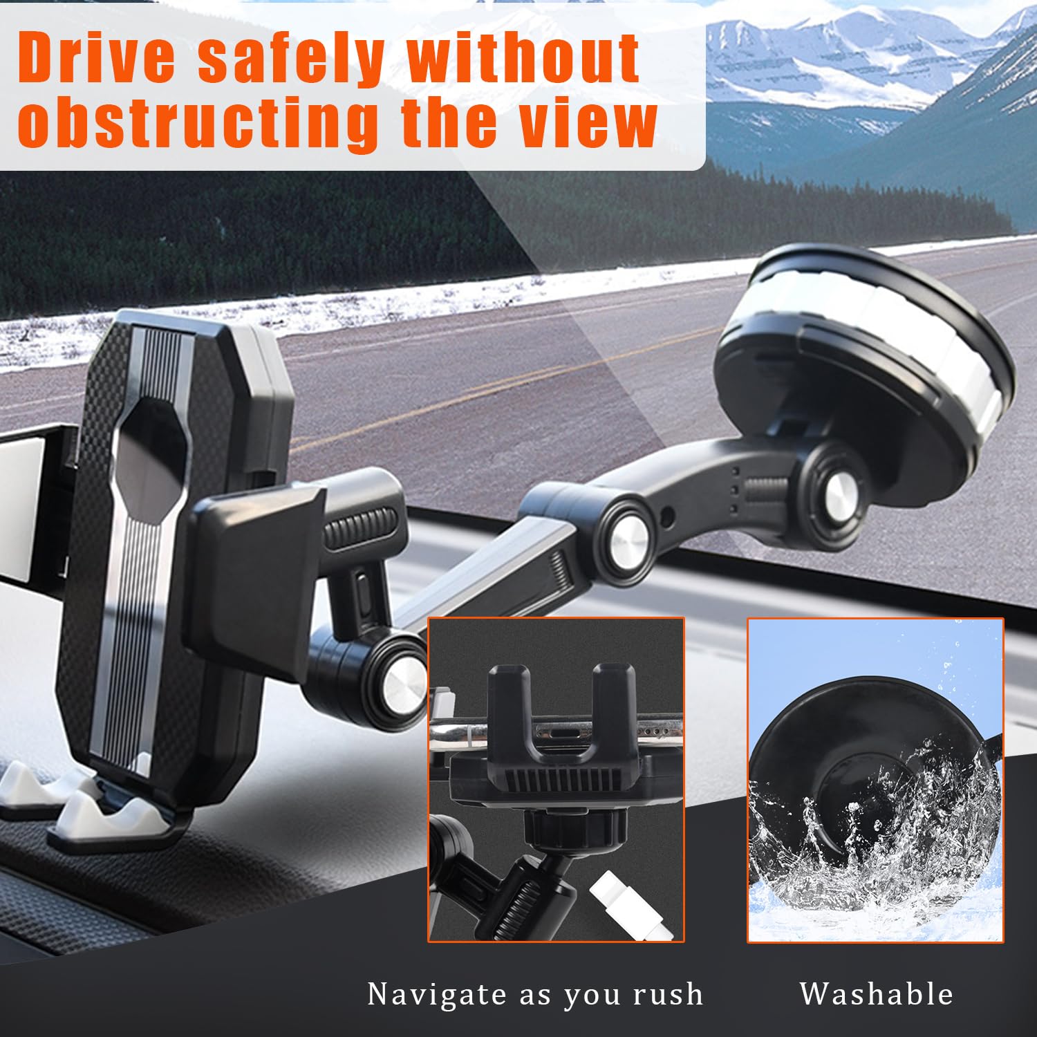 Dash360: 360° Rotating Suction Phone Holder with Strong Grip for Car Dashboard & Windshield – Universal Mobile Mount