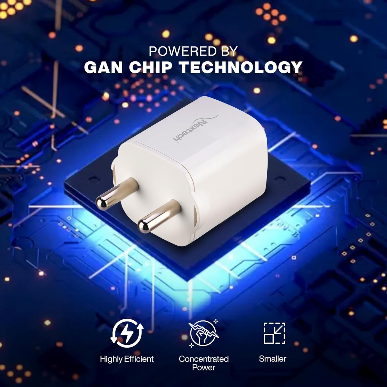 Nextech NTQ30 35W Dual Port PDQC3.0 GaN, BIS Certified, Made in India Fast Wall Charger Compatible with iPhones, iPads, Tablets, Android & Smartphones (White)