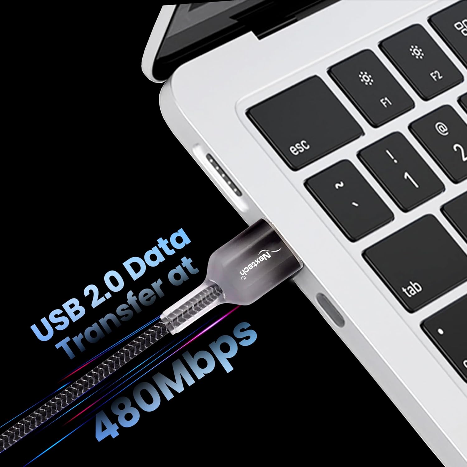 Nextech USB A to USB-C Braided 3Amp Fast Sync & Charge Cable for Smartphones, Tablets & other Type C devices (2.44 M)