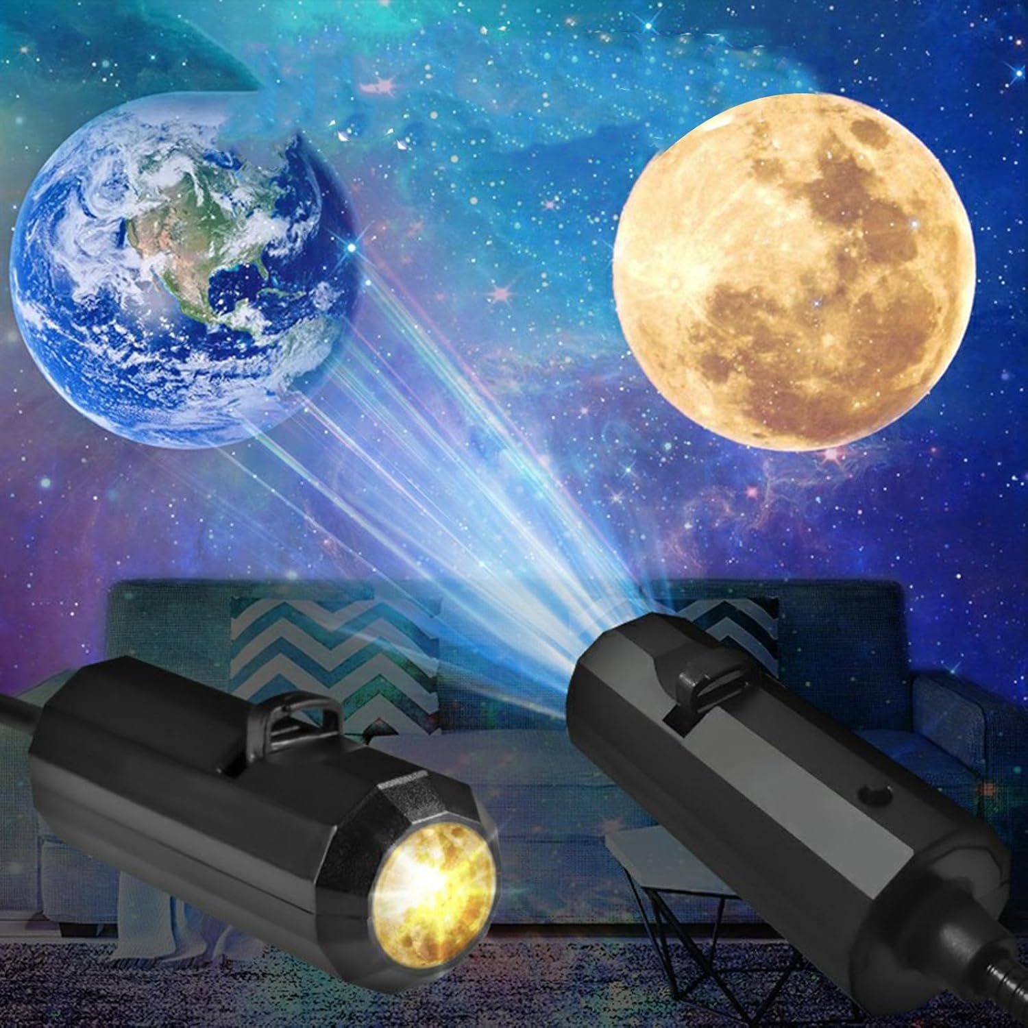 Cosmix: Wireless LED Star Projector with Rotating Galaxy Light, 3 Projection Discs & USB Power for Ambient Room Decor