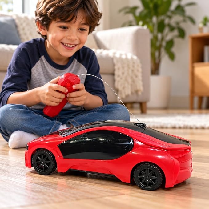 Turvo: Remote Control Sports Racing Car Toy with Wireless Controller, 4-Direction Steering, Rubber Treaded Wheels & Aerodynamic High-Speed Design for Kids