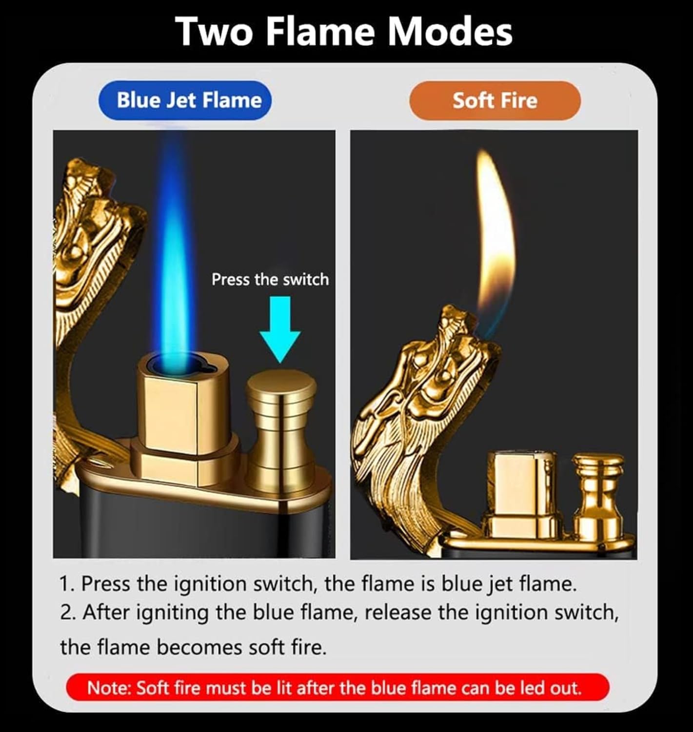 Dragor: Windproof Double-Jet Flame Torch Lighter with Dragon Design, Refillable Butane Gas Metal Lighter for Cigars, Cigarettes & Unique Gifting for Men