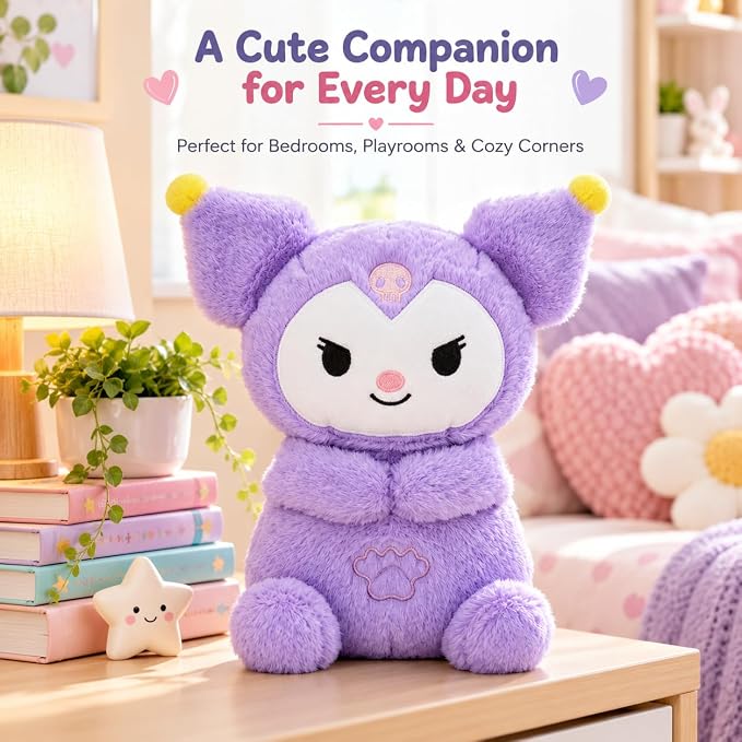 Mallow: Cute Purple Musical Teddy Bear Soft Toy with Built-In Music, Fluffy Ears, Cuddly Plush Body & Adorable Stuffed Animal Design for Kids
