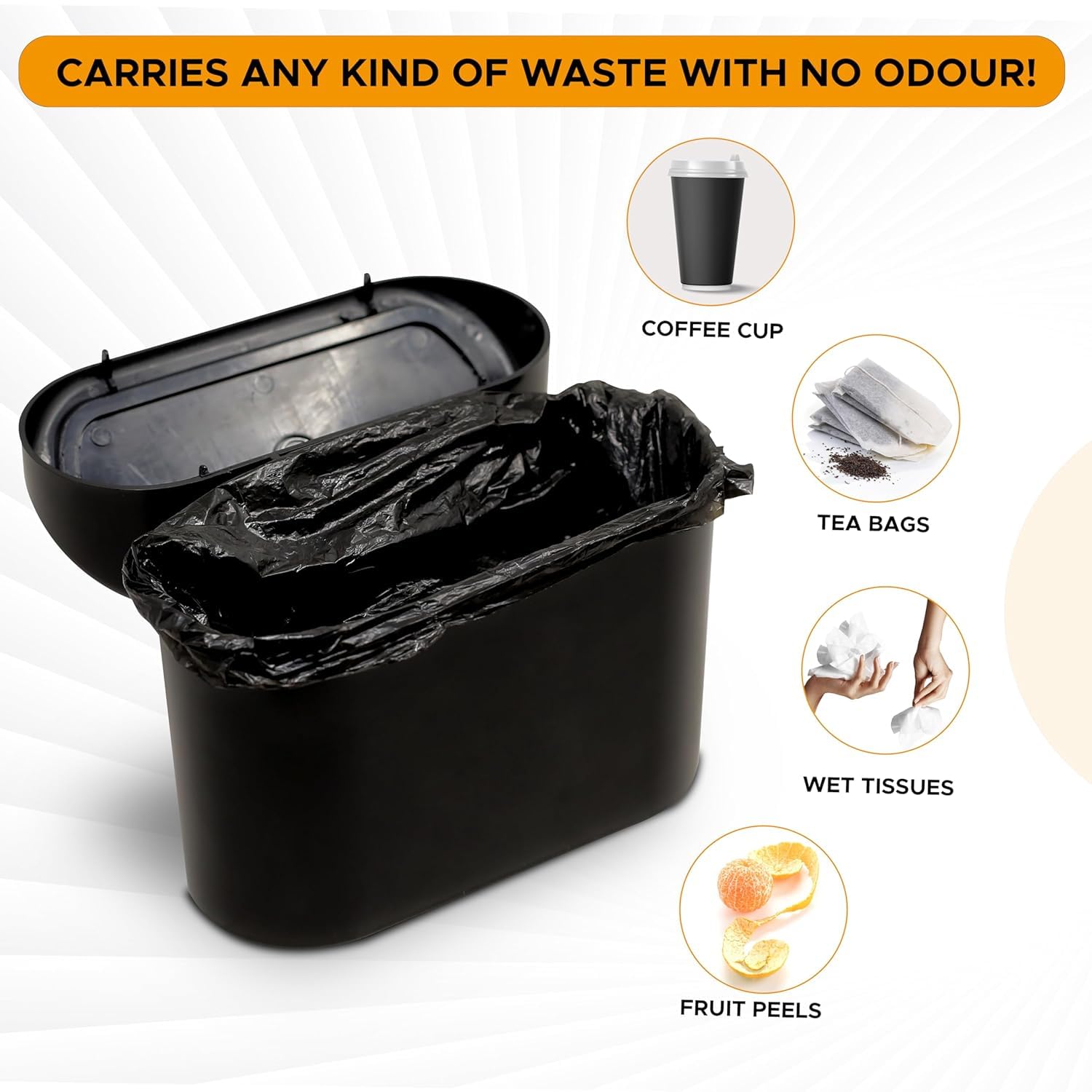 Trashify: Compact Car Push Trash Can with Auto Lid Close Leak-Proof Design & Door Hook Mini Dustbin for Mess-Free Travel