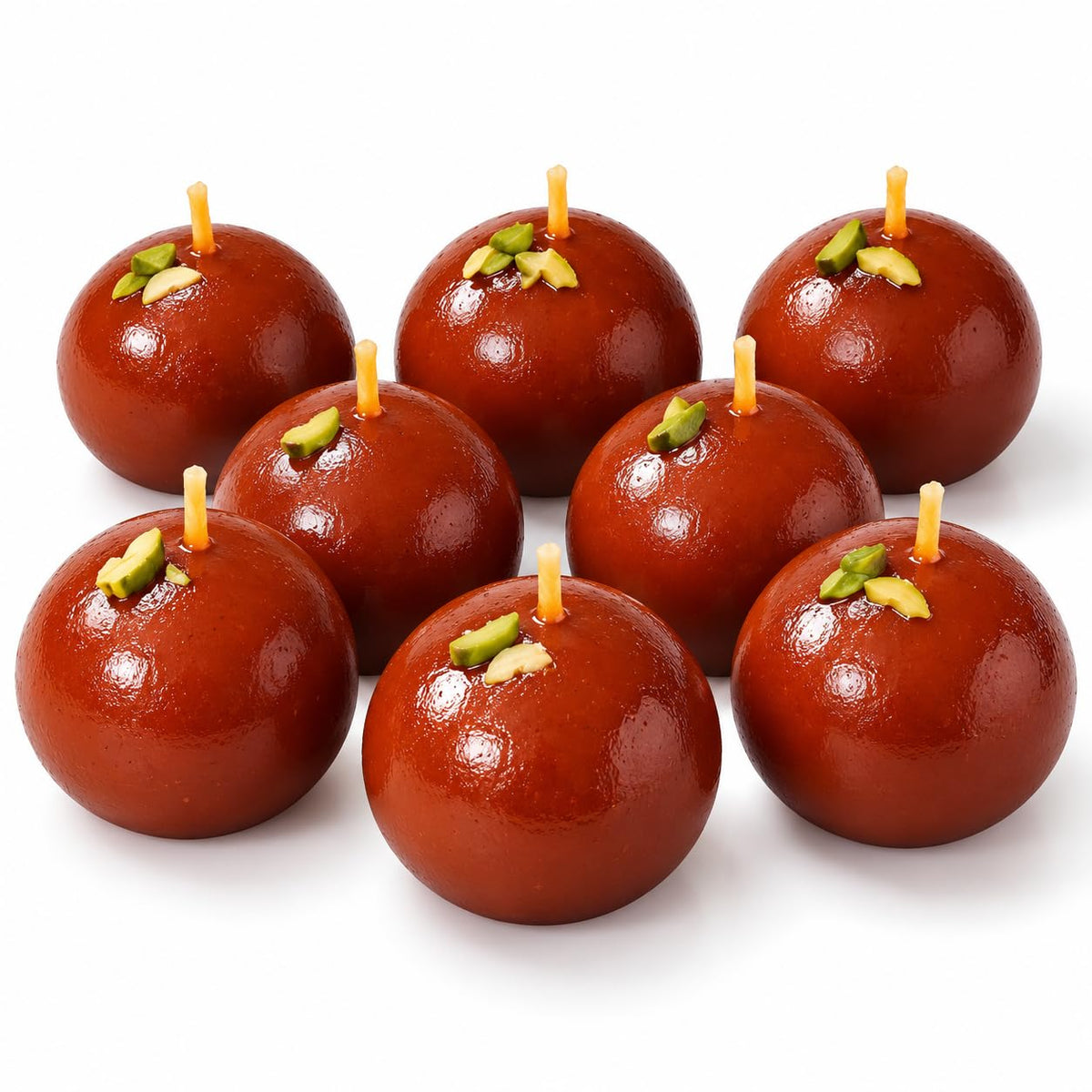 Jamun: Gulab Jamun Shaped Decorative Candles for Diwali Décor, Home Decoration & Festive Gifting, Sweet Mithai Style Candles (Pack of 6)