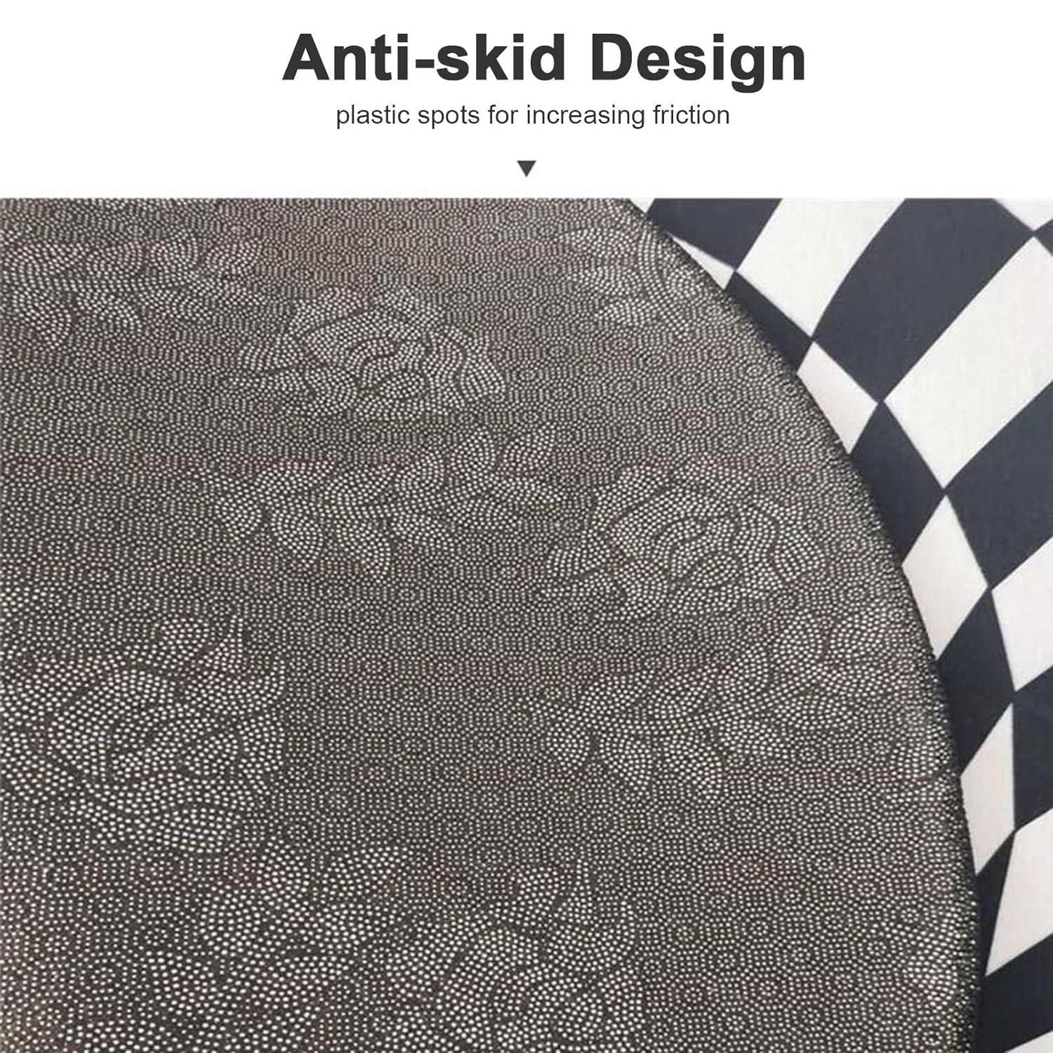 CheckMat: Realistic 3D Illusion Checkered Rug – Anti-Skid Round Carpet for Bedroom, Living Room & Office (60cm Diameter)