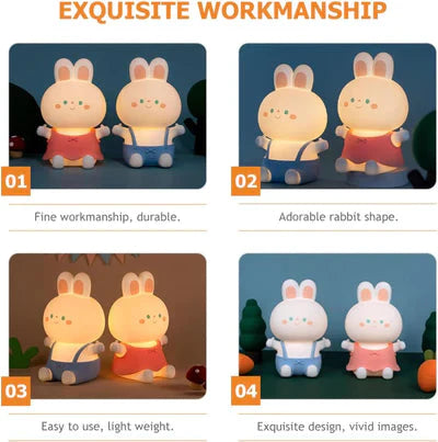 BunnyGlow: Adorable Silicone LED Night Lamp for Kids with Warm & Cozy Light, USB Rechargeable, Soft & Squishy Kawaii Bunny Design