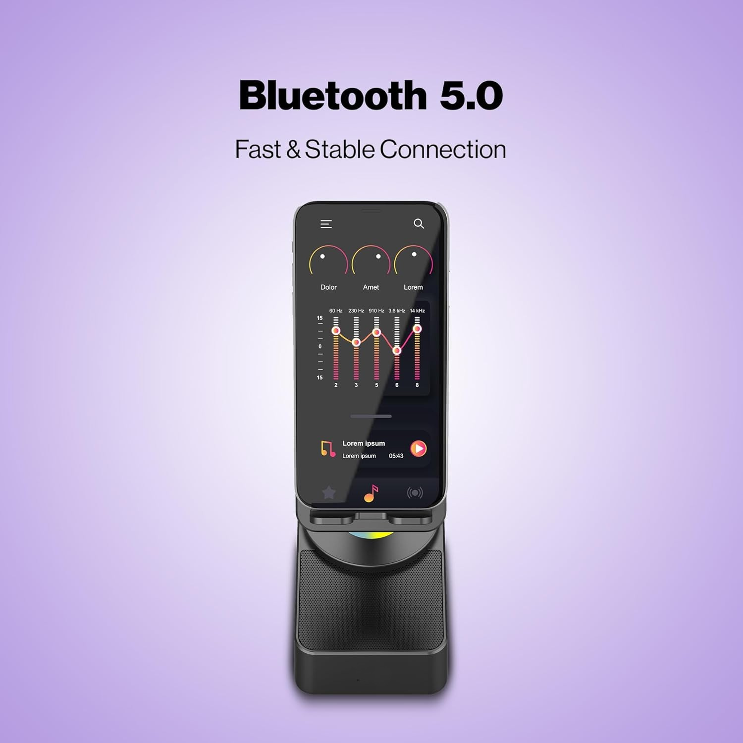 Luvo: 3-in-1 Foldable Phone Stand with Bluetooth Speaker & 360° Rotation, Portable Desk Holder with Wireless Audio, Hands-Free Viewing & Compact Travel-Friendly Designea