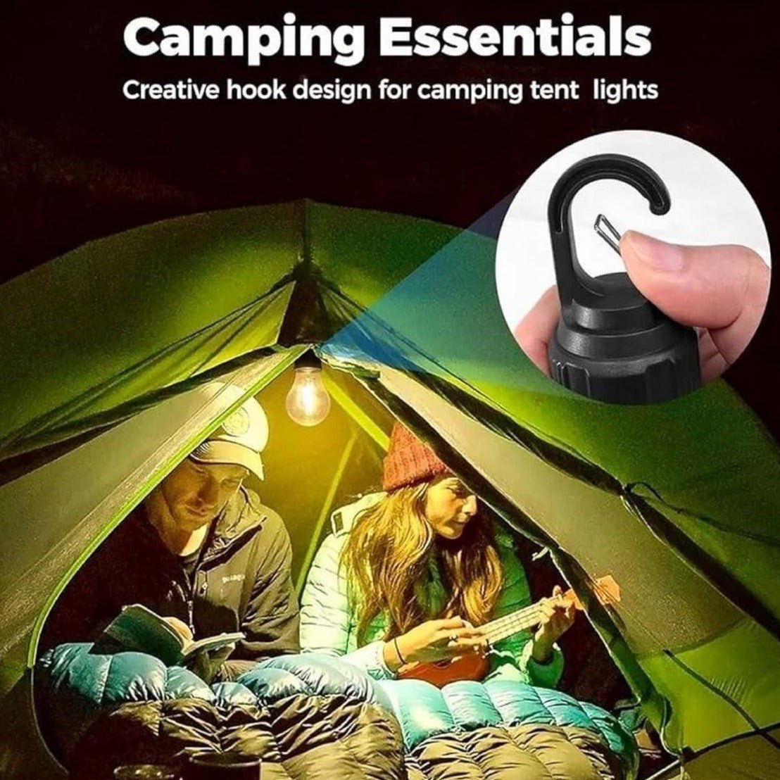 ClipGlow: Rechargeable Clip-On LED Bulb – Waterproof Hanging Camping Light with USB Charging & 3 Lighting Modes for Hiking, Repair, Emergency & Outdoor Use