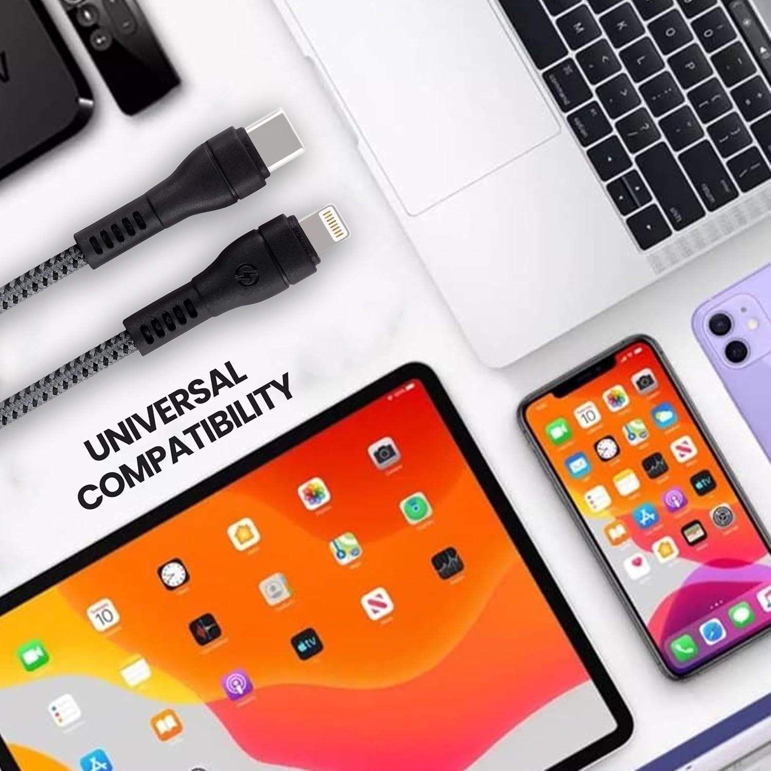 Nextech Sync & Charge USB-C to 8 Pin Cable, Fast Charging & Data Transfer, Compatible with iPhone, iPad, Android Devices