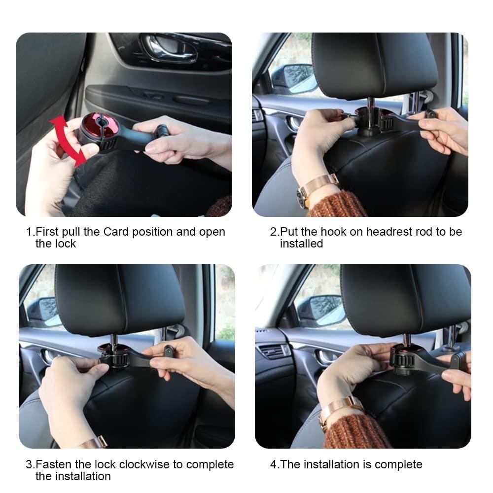 HookMate: Car Back Seat Hooks with Built-in Phone Holder for Bags, Groceries & Headrest Organization
