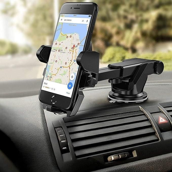 Revolex: 360° Rotating Car Dashboard Mobile Holder with Strong Suction Cup & Quick Release Button