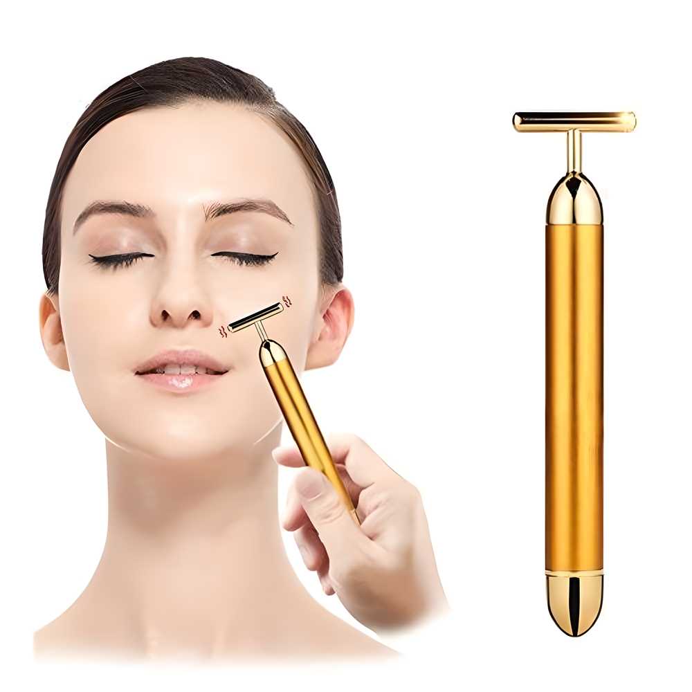 GlowLift: Electric Vibration Facial Massage Roller with T-Shaped Design for Anti-Wrinkle Skin Care & Face Lifting