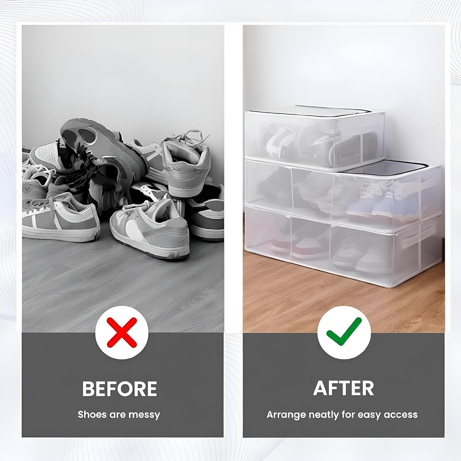 Boxxy: Stackable Transparent Shoe Organizer Boxes for Closet & Sneaker Storage, Foldable Shoe Containers for Space-Saving Home Organization