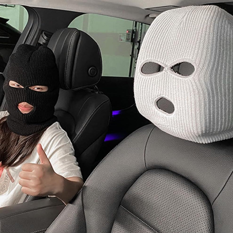 Mugz: Car Seat Mask Headrest Covers (Set of 2) – Universal Fit for Car Interiors, Powerful Decoration & Headrest Protection