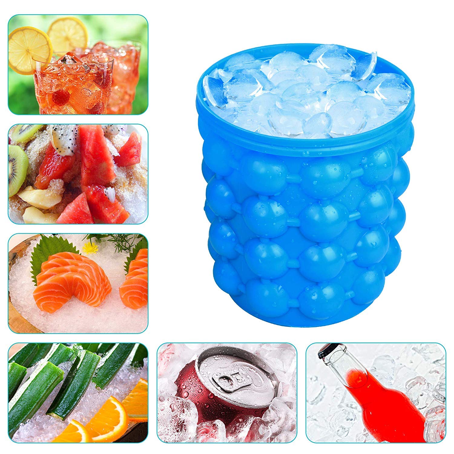 Chillix: 2-in-1 Silicone Ice Cube Bucket with Lid – Ice Tray & Storage Container for Freezers, Cocktails, Whiskey, Cold Beverages & Party Use