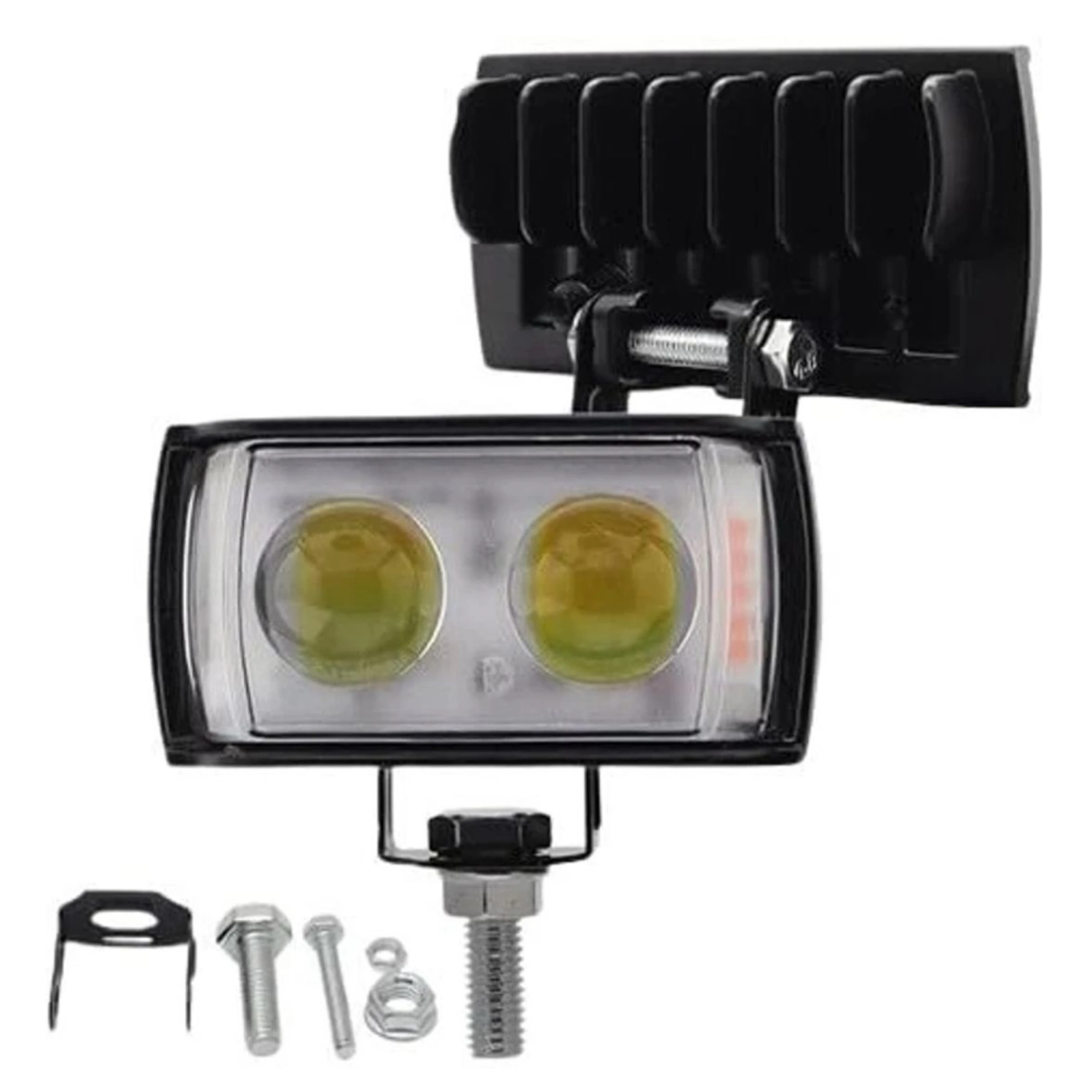 Mini Double Lens Fog Light with Yellow & White Fleshing Light (RED & Blue DRL) Fog Lamp Motorbike LED (12 V, 45 W) (Universal For Bike, Pack of 2)