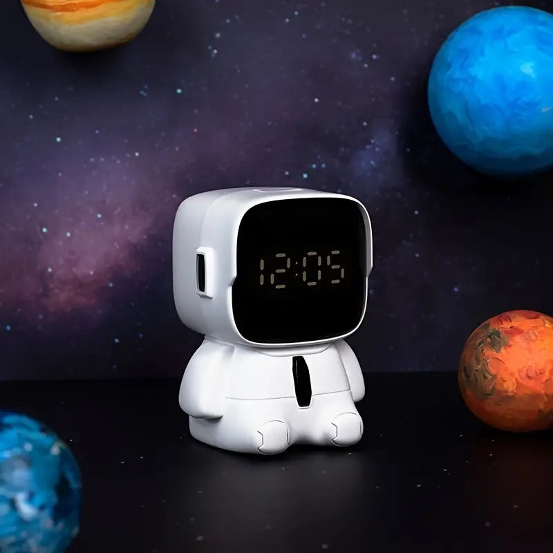 Stellar: LED Astronaut Digital Alarm Clock with Cute Expressions, Snooze Mode & Adjustable Volume for Kids & Desk Décor