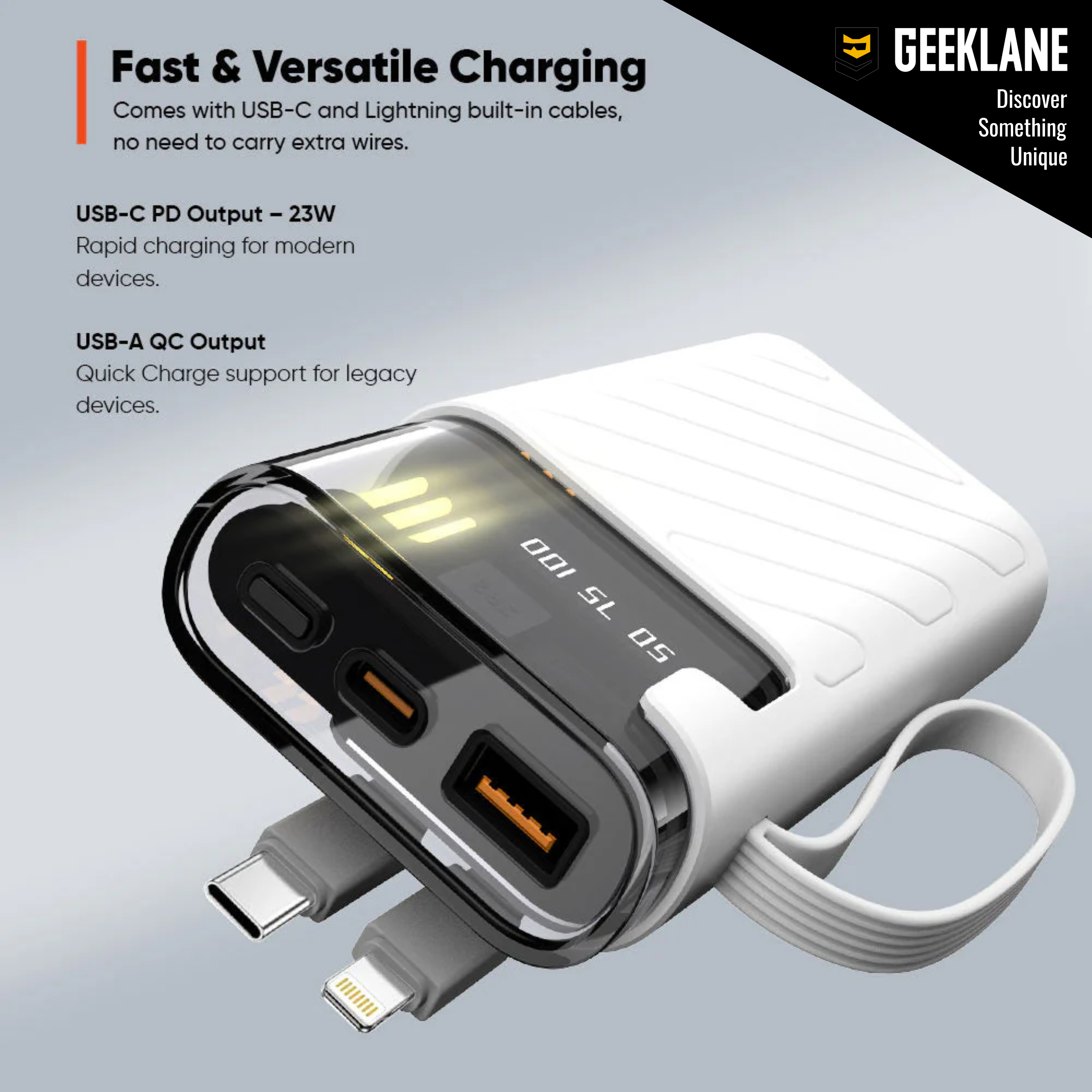 Voltra: 10,000mAh High-Speed Portable Power Bank with Fast Charging, Dual USB Outputs, USB-C & Lightning Compatible Power Bank for Smartphones, Tablets & Gadgets