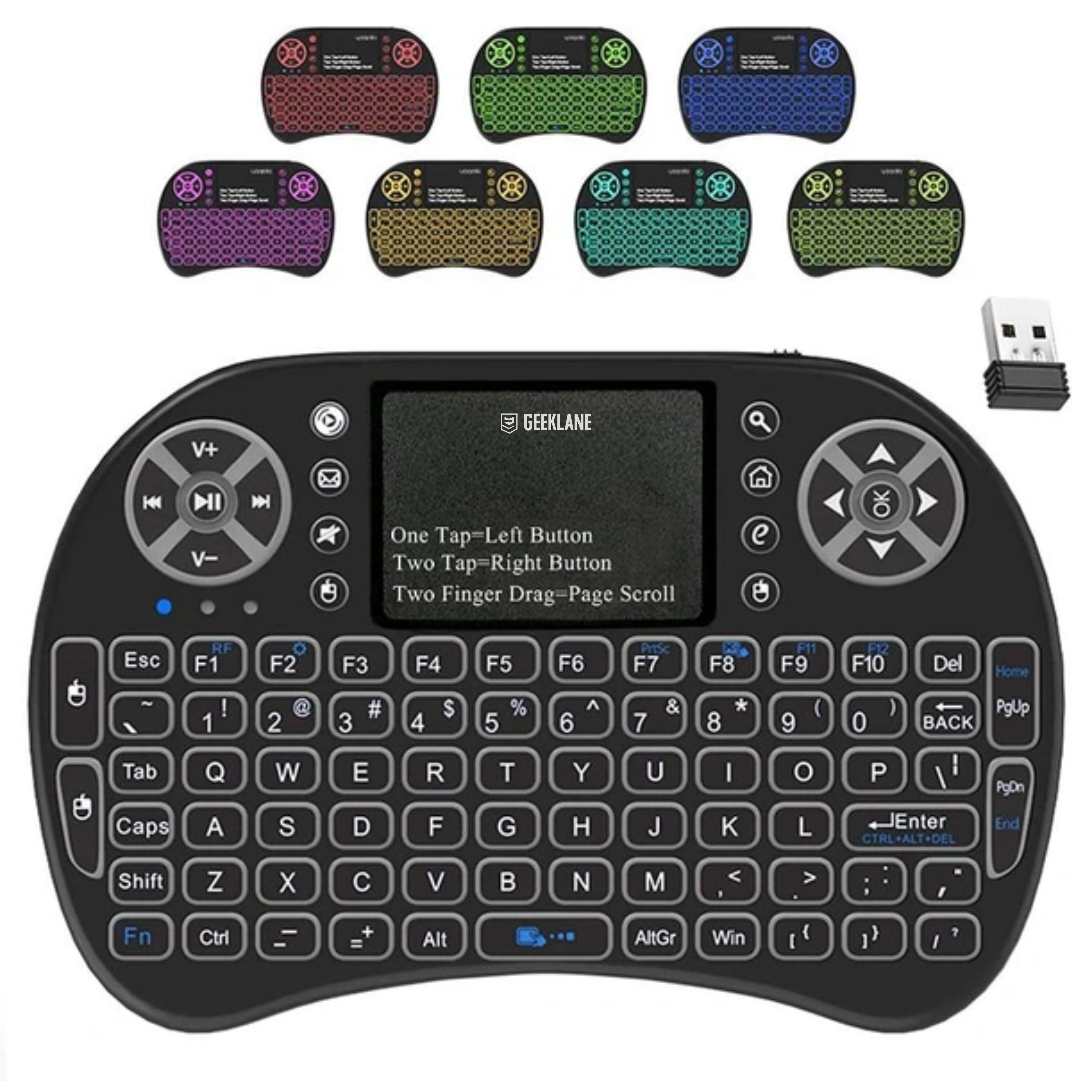 Keyboo: Rechargeable Mini Wireless Keyboard with Trackpad, Backlight, Bluetooth Mode & USB Dongle