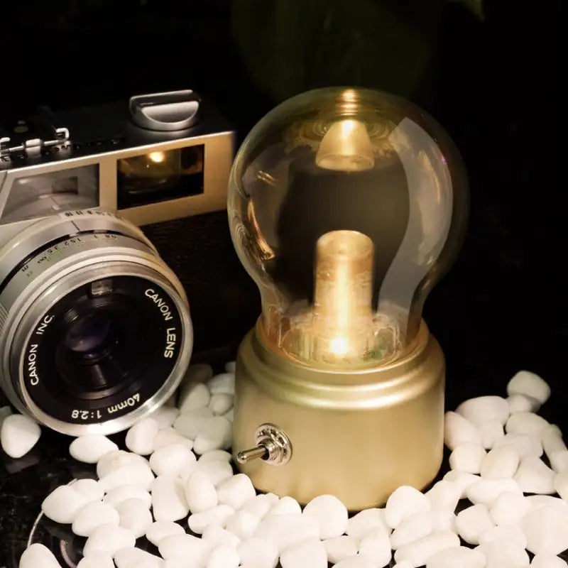 RetroGlow: Vintage-Style USB Rechargeable LED Bulb with Warm White Light for Night Lamp & Desk Décor
