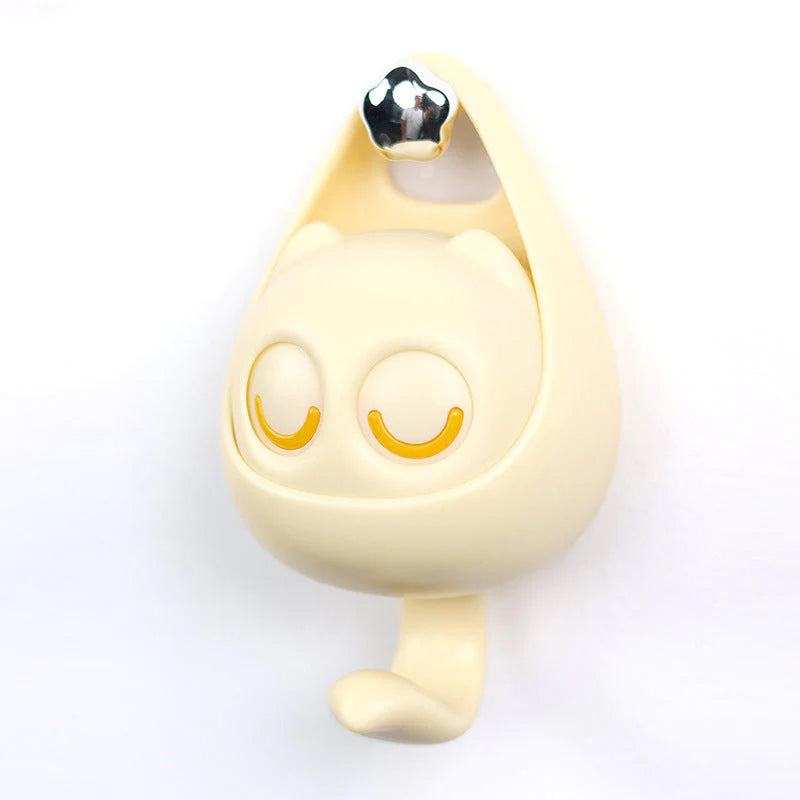 Meowook: Cute Cat Blinking Eye Wall Hook with Strong Adhesive for Keys, Bags, Clothes & Home Décor