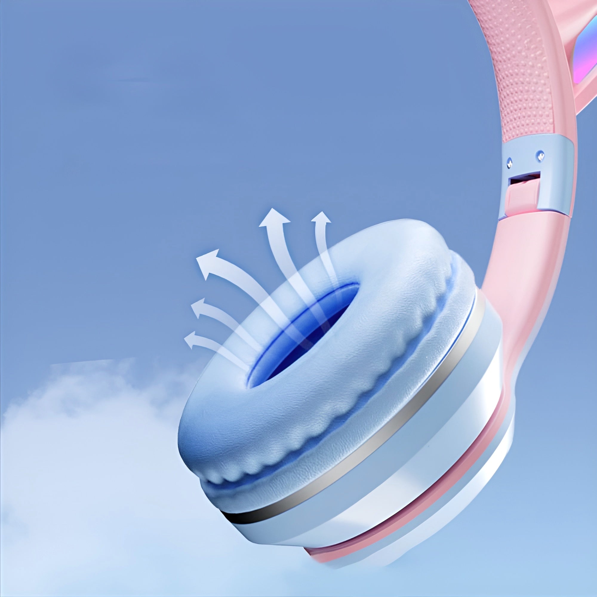 KittyHead: Wireless Cat Ear Headset with RGB LED Lights, Foldable Design headphone for PC, Tablet & Mobile