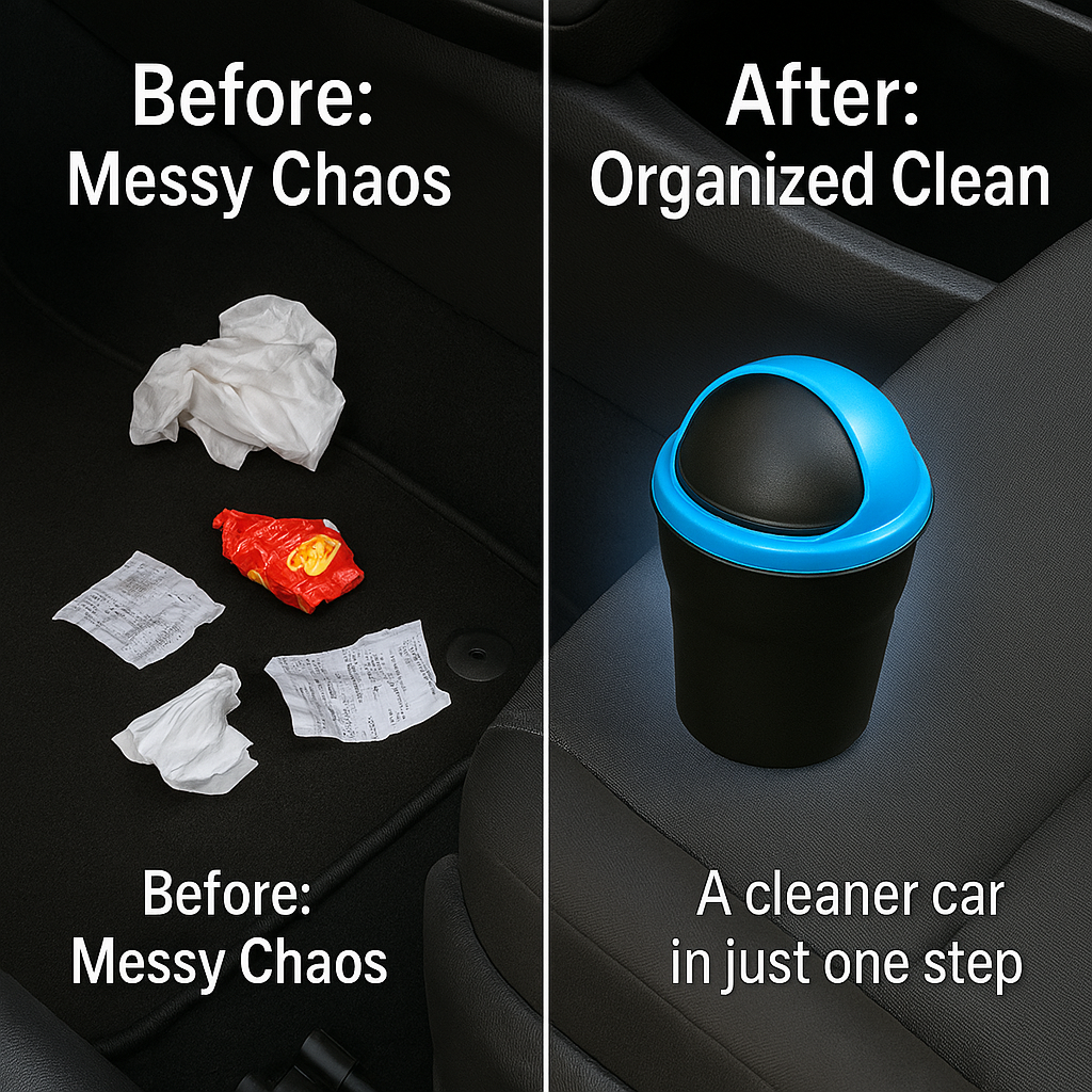 Trashie: Compact Car Trash Bin with Flip Lid, Portable Dustbin for Car Cup Holders, Desks & Travel Use, Mini Waste Container for Clean Interiors