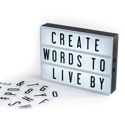 MBox: A4 LED Cinema Light Box with 96 Letters & Symbols, Custom Message Display Board for Home Décor, Gifting & Mood Lighting