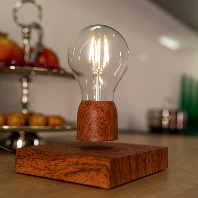 Volta: Magnetic Levitating Lightbulb with Rotating LED Glow for Home, Office & Unique Décor