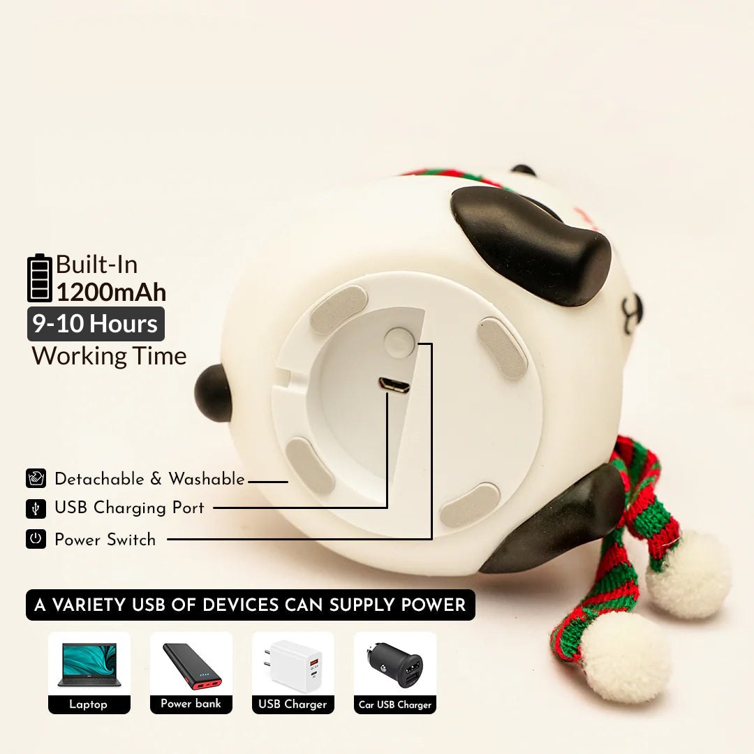 Pandi: Portable Squishy Silicone Panda Night Lamp with Soft LED Glow, Touch Control & Rechargeable Design for Cozy Bedroom Ambience & Gifting