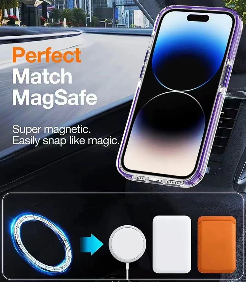 iPhone 14 Yellow Resistant Transparent Back Cover With MagSafe Charging