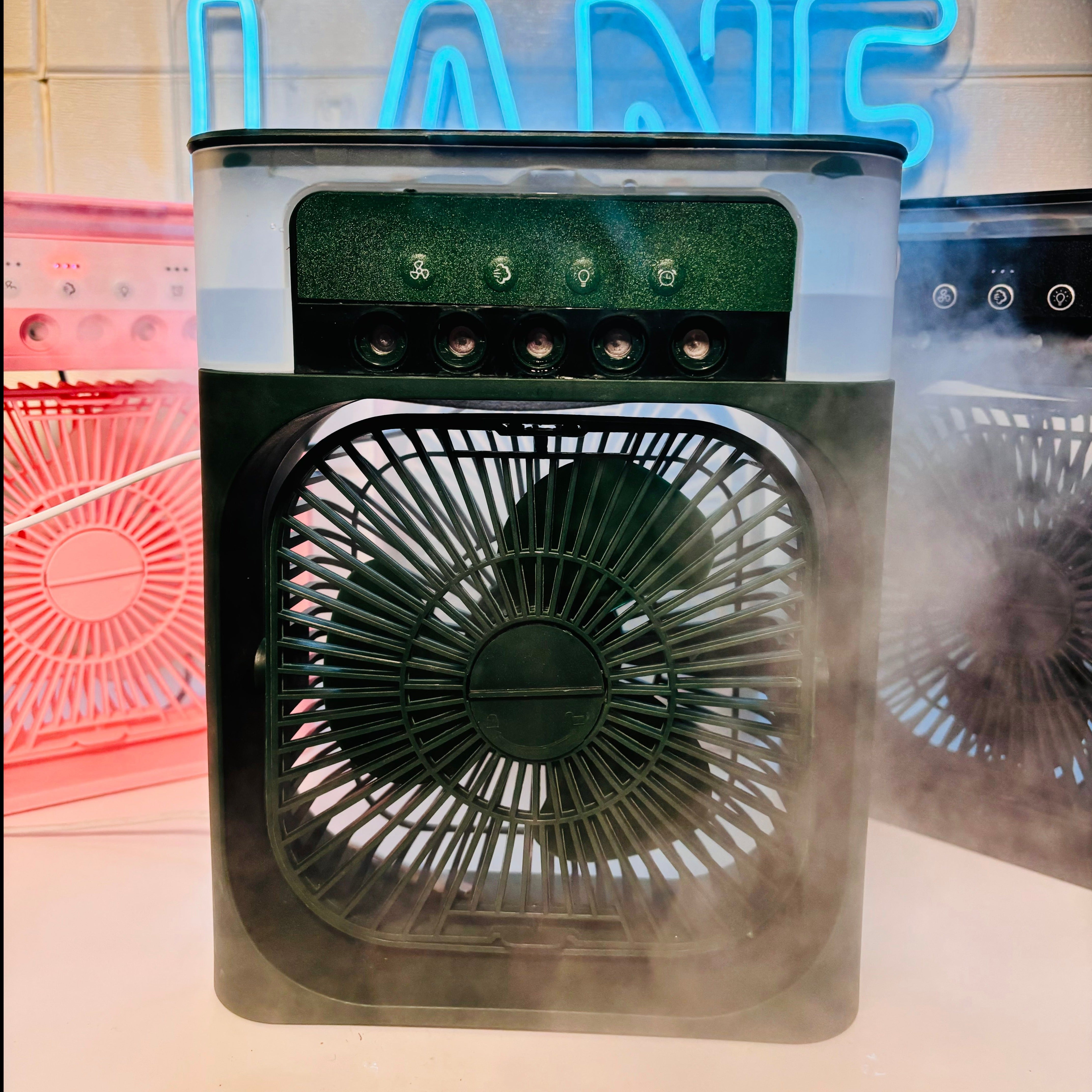 ChotaAC: Portable Air Conditioner Fan – USB-Powered Small AC Mini Evaporative Cooler with 3 Speeds, 5 Mist Makers & 7-Color LED Light