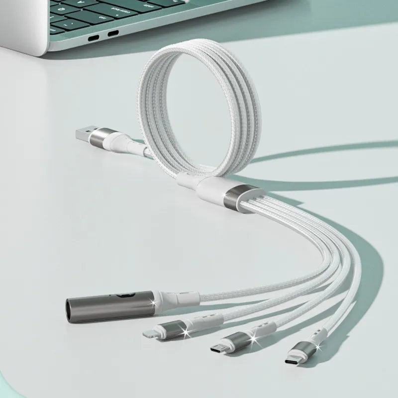Ignit: 4-in-1 Fast Charging Cable with Built-In Lighter – Multi-Port USB Cord with Type-C, Lightning & Micro USB for Phones & Travel Use