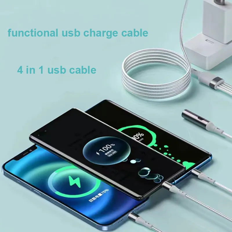 Ignit: 4-in-1 Fast Charging Cable with Built-In Lighter – Multi-Port USB Cord with Type-C, Lightning & Micro USB for Phones & Travel Use