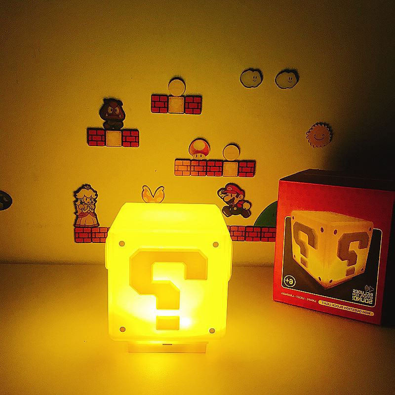 1UP: Sound Enabled Question Block Arcade LED Lamp Night Light for Gamers