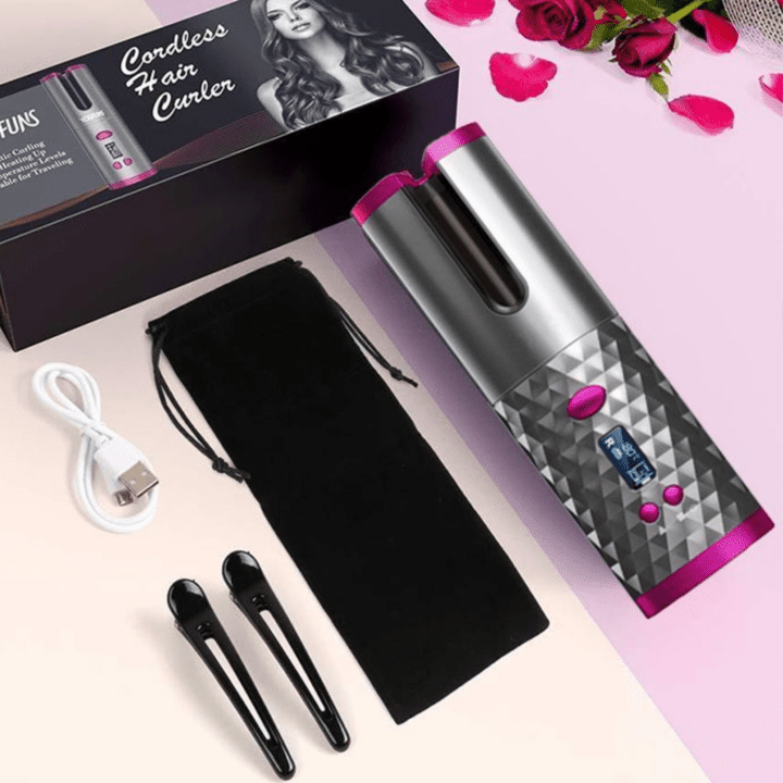 EasyCurl: Cordless Automatic Hair Curler with LCD Temperature Display, Fast Heating & USB-C Rechargeable for Salon-Quality Curls Anywhere
