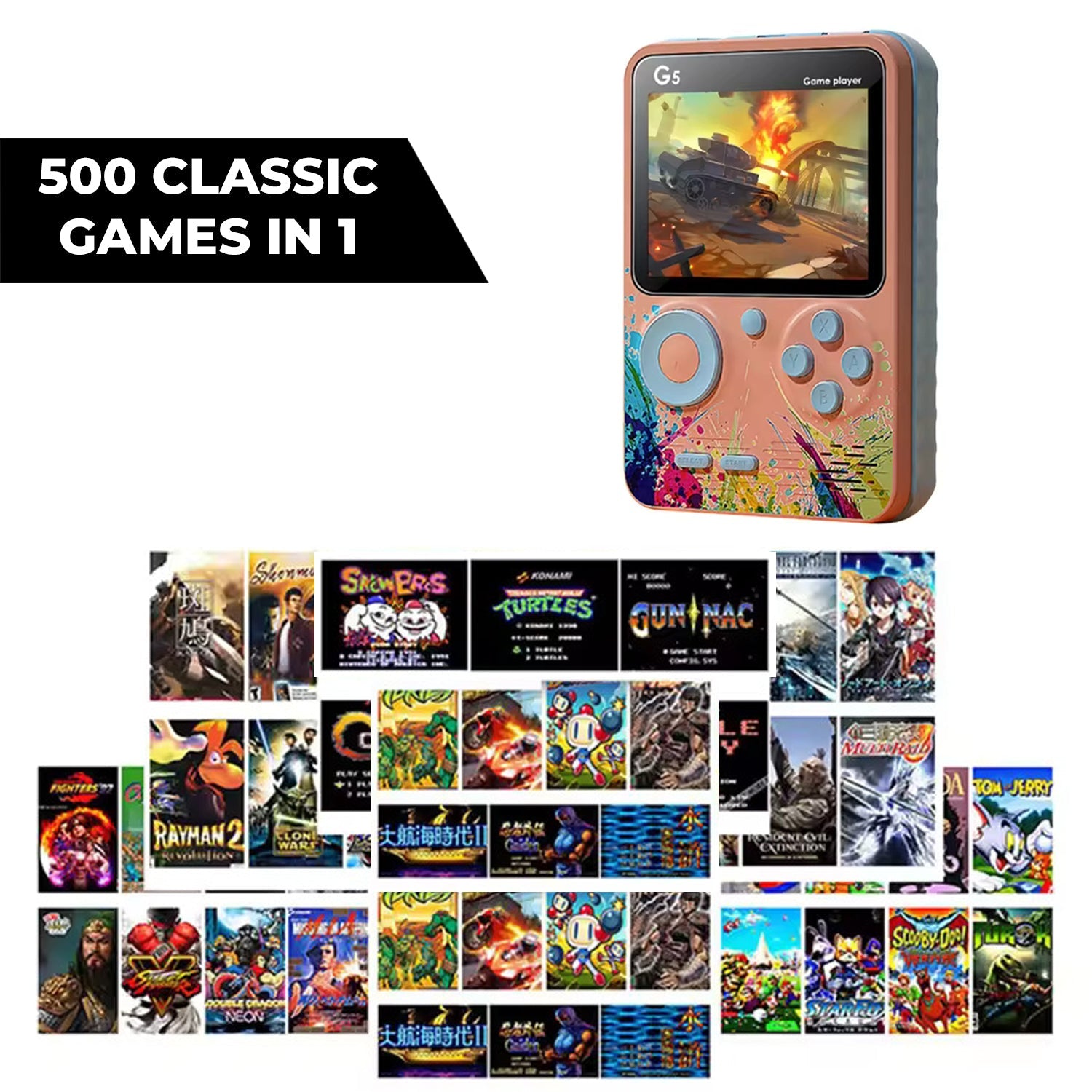ArcadeX: Upgraded Handheld Retro Game Console with 500 Childhood Games Including Contra & More