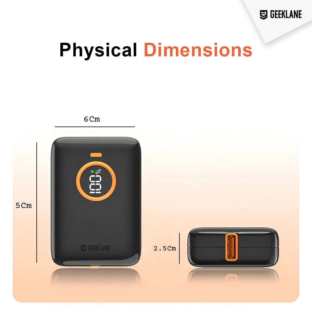 DEX: Palm Sized 10,000mAh Ultra-Compact Power Bank with 22.5W Super Fast Charging, PD & QC, Type-C Input/Output with Pocket-Friendly Design