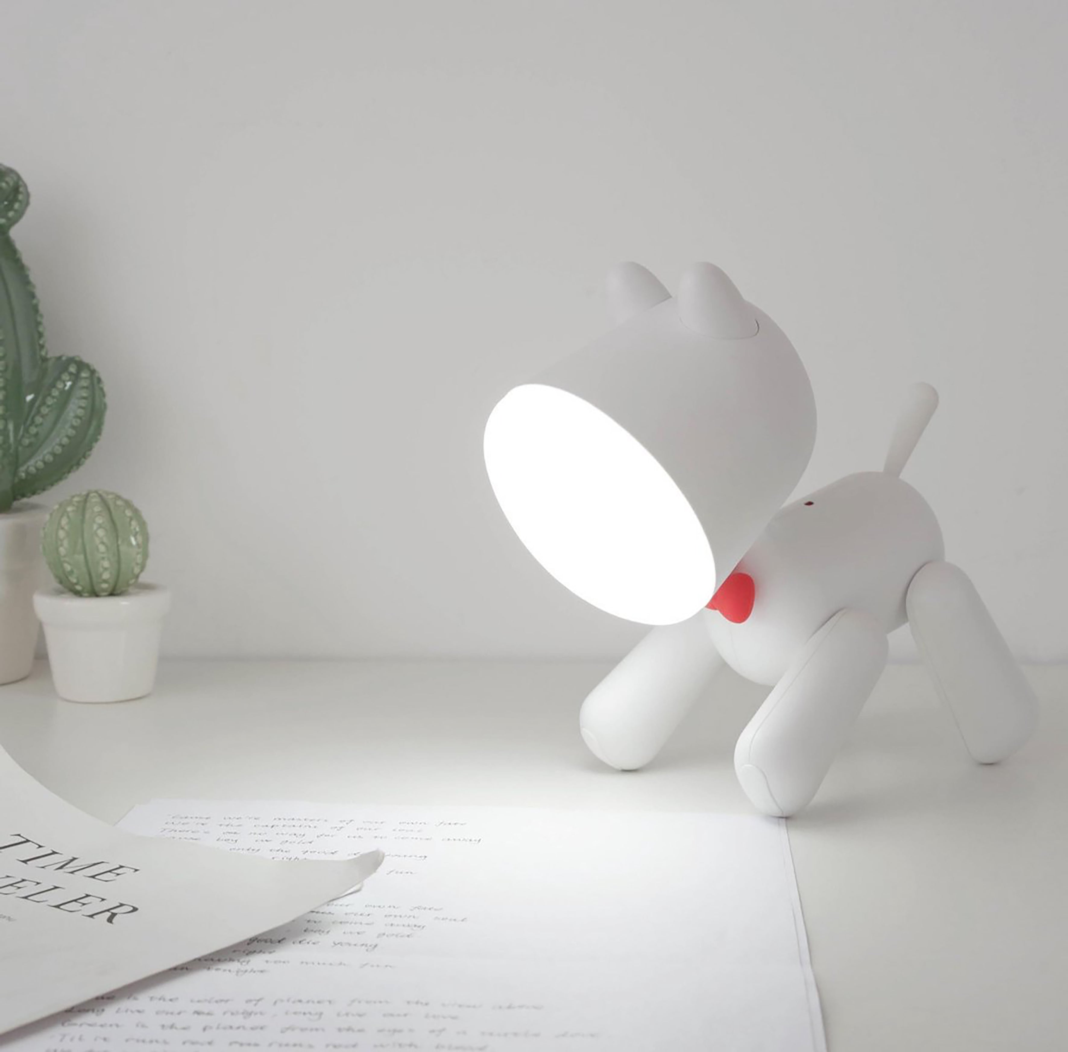 TailWag: Adorable Puppy Table Lamp with USB Rechargeable LED & Foldable Design for Kids' Room & Nursery Décor