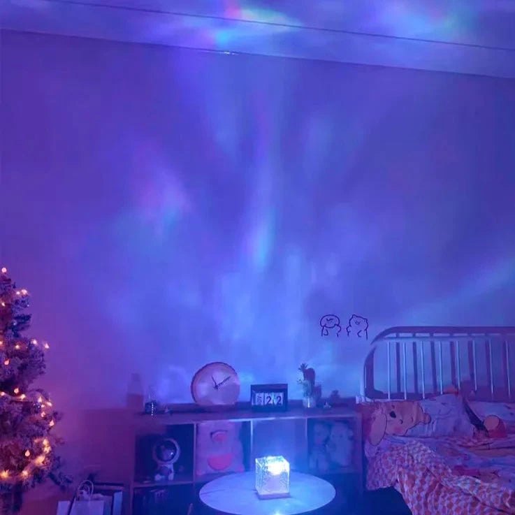 PrismCube: Soothing Ambient Ocean Wave Lamp with 3D Water Effect, 16-Color LED Projection & Remote Control for Relaxing Room Décor