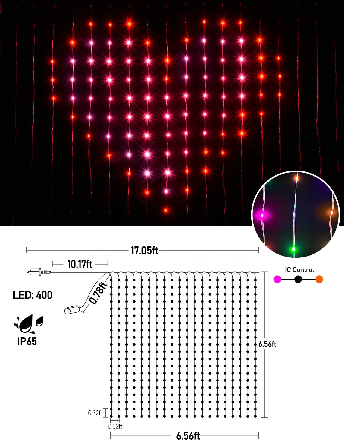 Pixelo: Smart ARGB Curtain Light with 400 LEDs, Bluetooth App Control, Music Sync & Customizable Patterns & Text