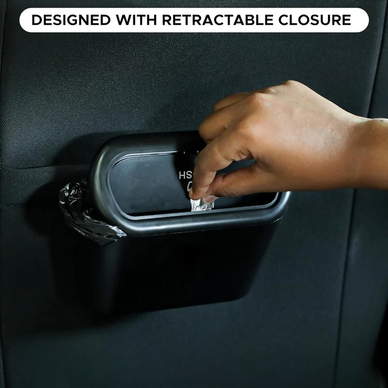 Trashify: Compact Car Push Trash Can with Auto Lid Close Leak-Proof Design & Door Hook Mini Dustbin for Mess-Free Travel