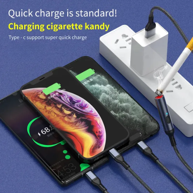 Ignit: 4-in-1 Fast Charging Cable with Built-In Lighter – Multi-Port USB Cord with Type-C, Lightning & Micro USB for Phones & Travel Use