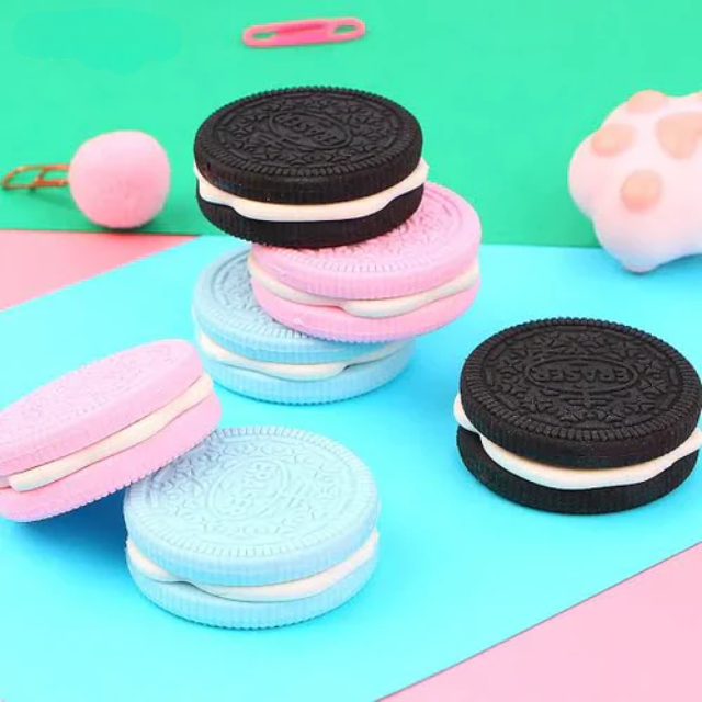 Biskie: Fun Oreo-Inspired Scented Eraser Set, Realistic Cookie Design in Pastel Colors, Perfect for Kids' Stationery, Return Gifts & Desk Collectibles