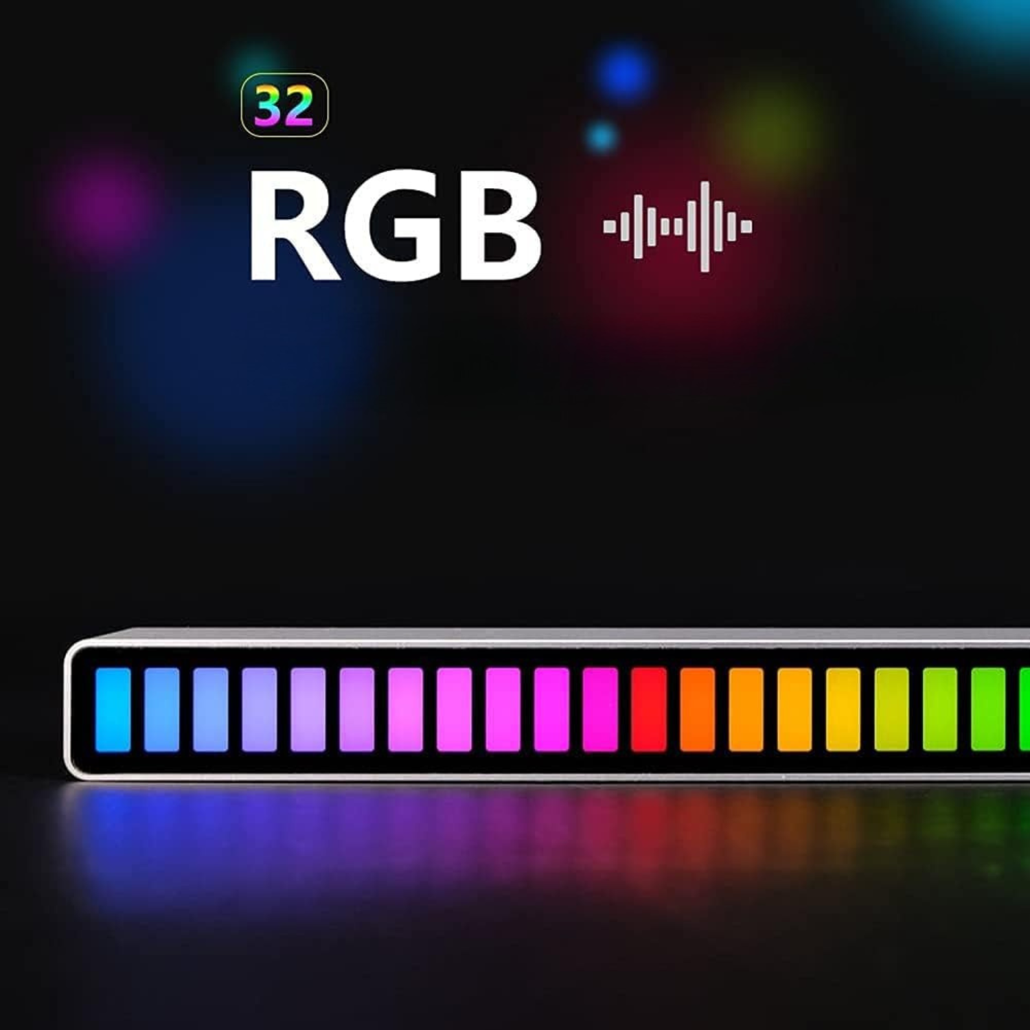 VibEQ: Sound Reactive RGB Light Bar, USB-C with In-built Mic & 32 Patterns, LED Strip for Car, Desk, Studio & Gaming Room