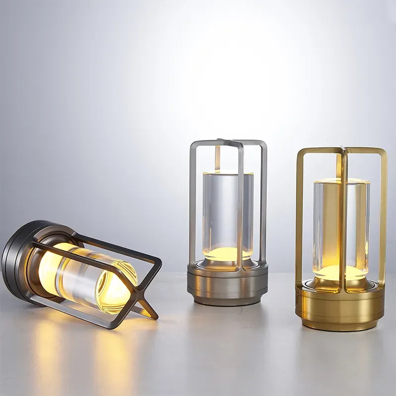 Elegance: Modern Crystal LED Table Lamp with Touch Control, 3-Color Stepless Dimming & Rechargeable Cordless Design for Home & Outdoor Décor