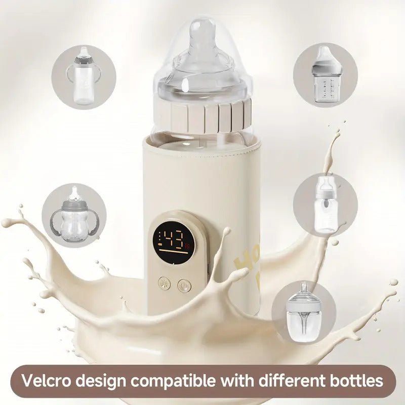 Warmie: Portable Baby Bottle Warmer with Adjustable Temperature Control, USB Rechargeable Milk Warmer with Built-In Temperature Sensor for Travel & Night Feeds