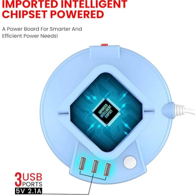 PowerX: Extension Board with 8 Outlets & 3 USB Ports, Surge-Protected Multi-port Power Strip for Home Electronics